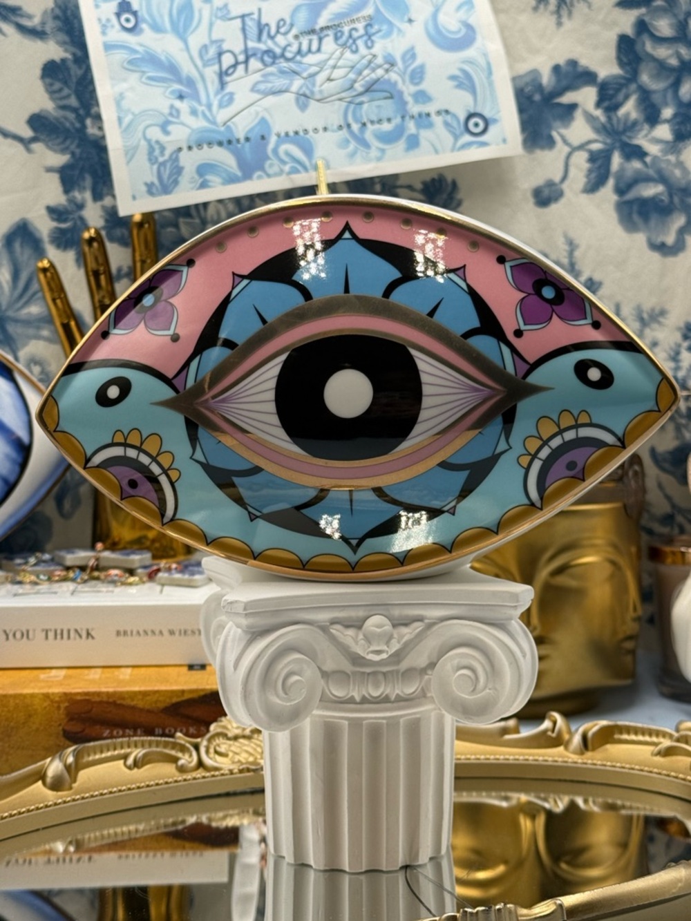 🆕 THE PROCURESS COLLECTION 🧿 All-Seeing Eye Paperweight - Boho Gold Pink - Picture 8 of 16